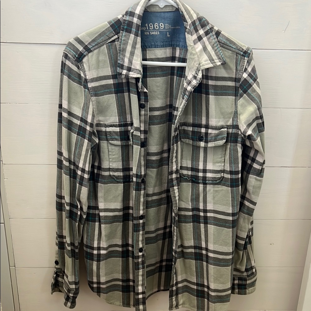 Gap mint green plaid Button-Up Shirt